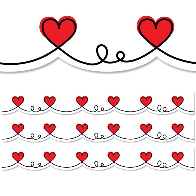 Creative Teaching Press® Doodle Hearts EZ Border, 48 Feet, 3 Packs