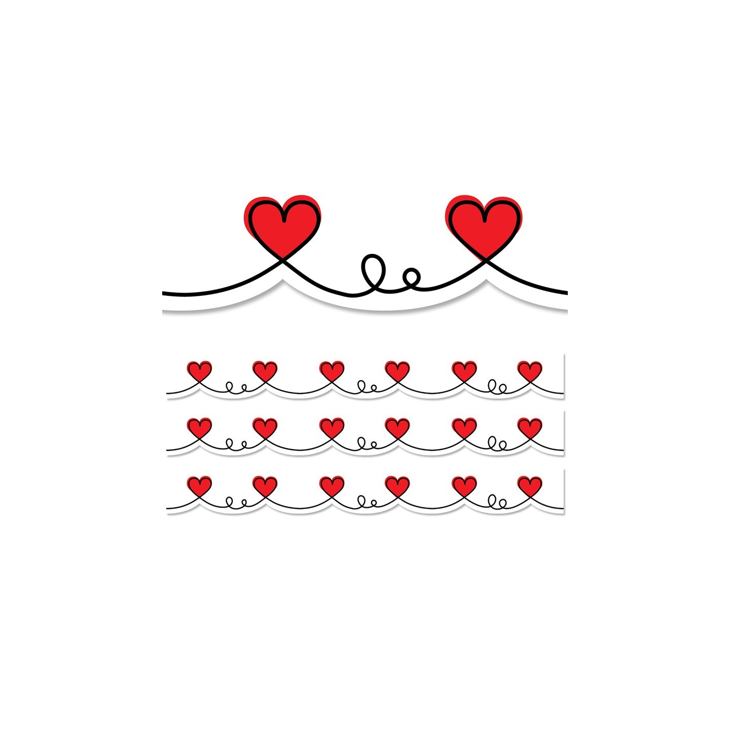 Creative Teaching Press® Doodle Hearts EZ Border, 48 Feet, 3 Packs