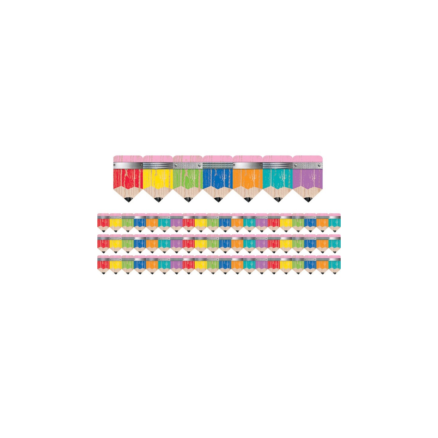 Creative Teaching Press® Upcycle Style Rustic Pencils EZ Border, 48 Feet Per Pack, 3 Packs