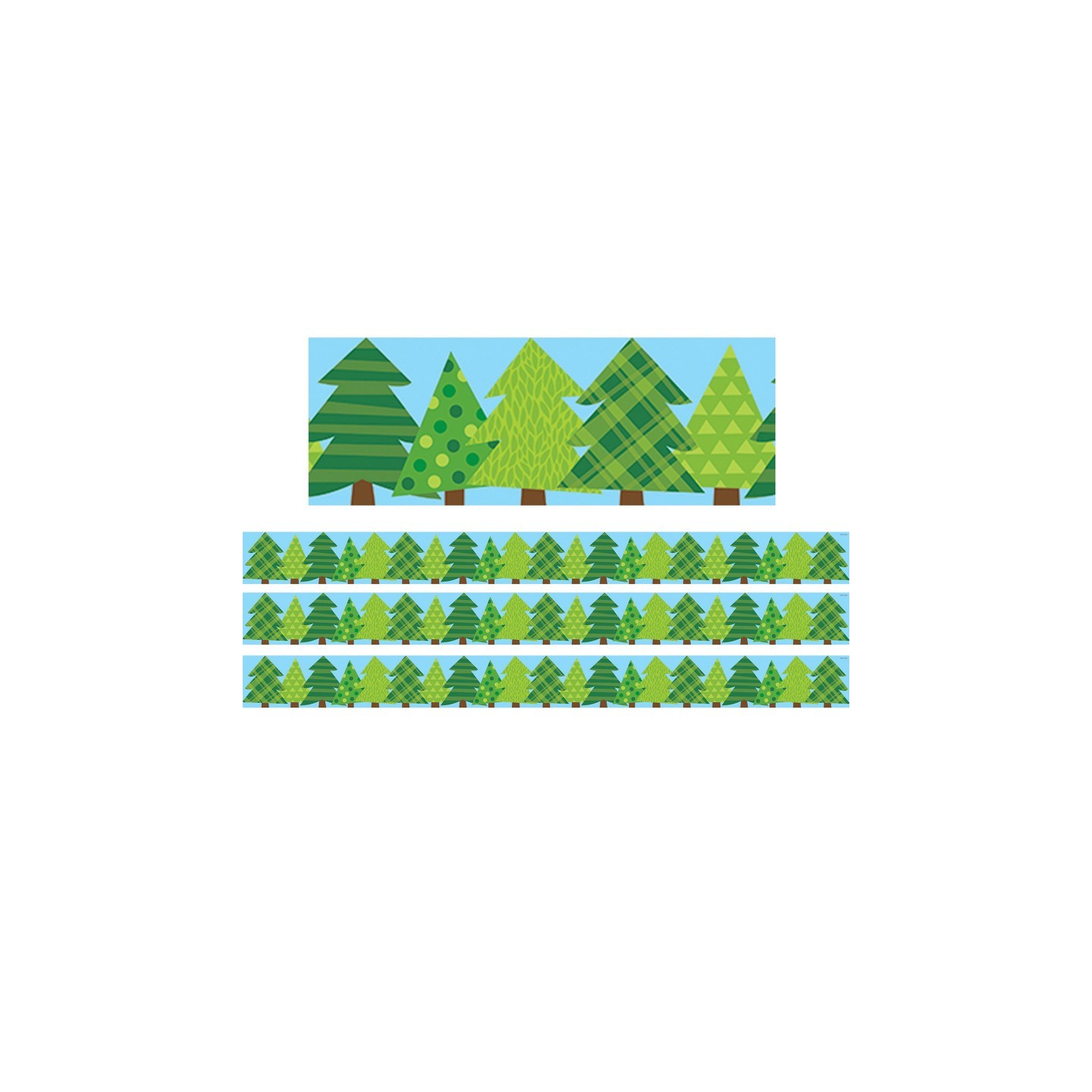 Creative Teaching Press® Woodland Friends Patterned Pine Trees EZ Border, 48 Feet Per Pack, 3 Packs