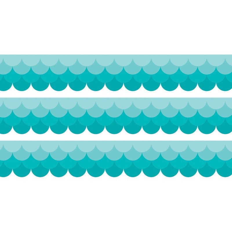 Creative Teaching Press® Painted Palette Ombre Turquoise Scallops EZ Border, 48 Feet Per Pack, 3 Packs