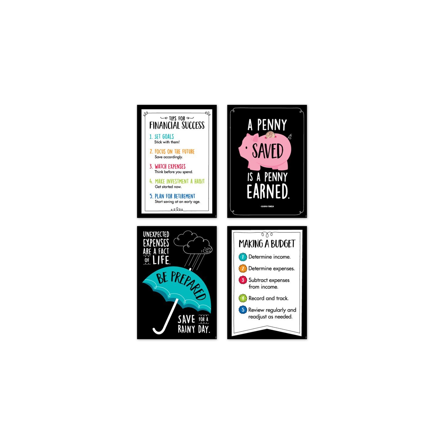 Creative Teaching Press® Financial Literacy Inspire U™ 4-Poster Pack