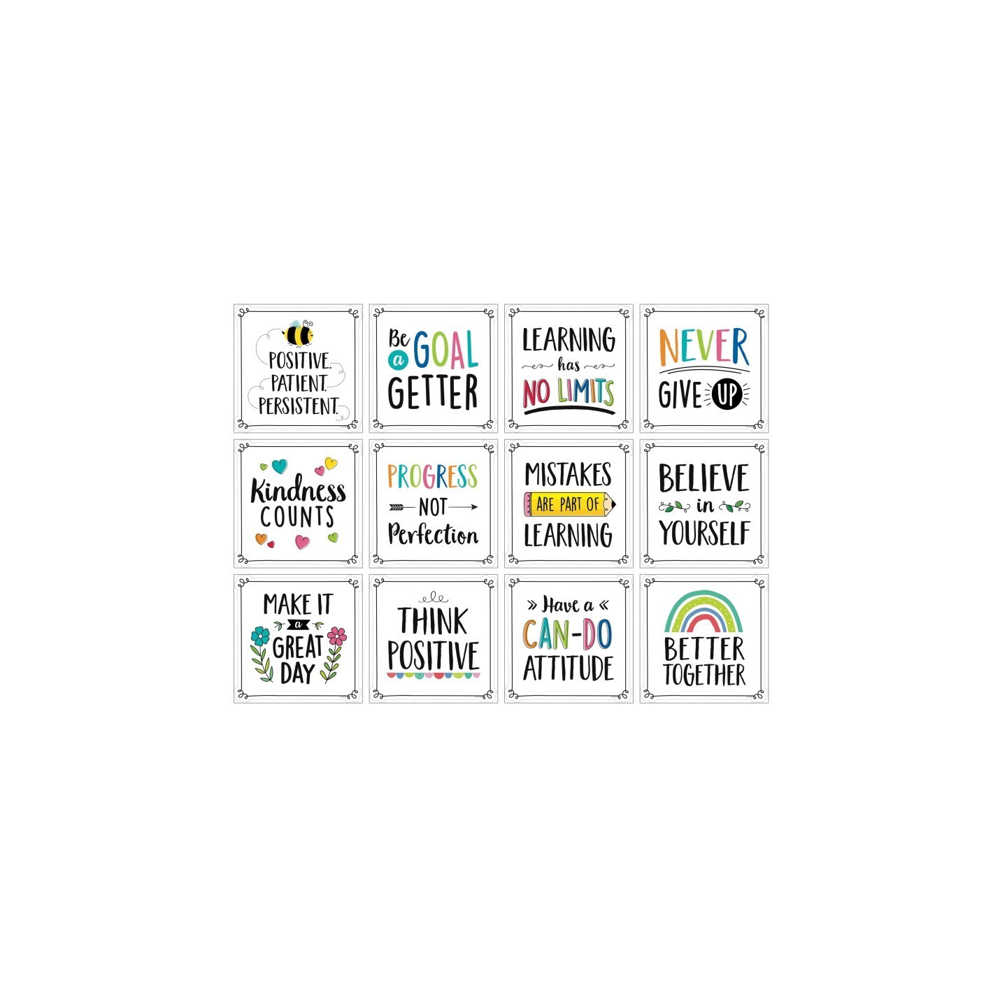 Creative Teaching Press® Positive Mindset 10" Designer Cut-Outs, Pack of 12