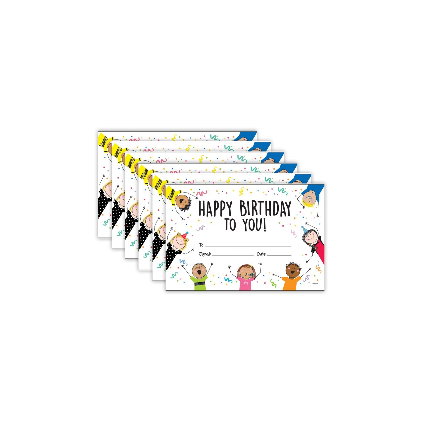 Creative Teaching Press® Stick Kids Happy Birthday Awards, 30 Per Pack, 6 Packs