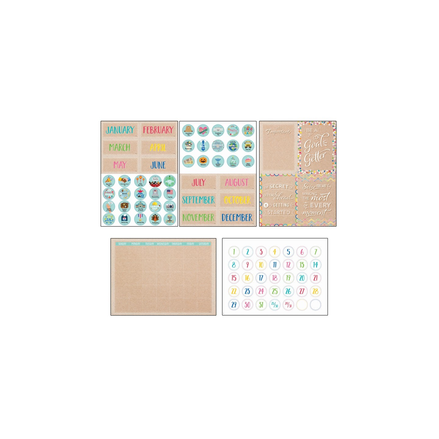 Creative Teaching Press® Krafty Pop Calendar Set Bulletin Board Set, 87 Pieces