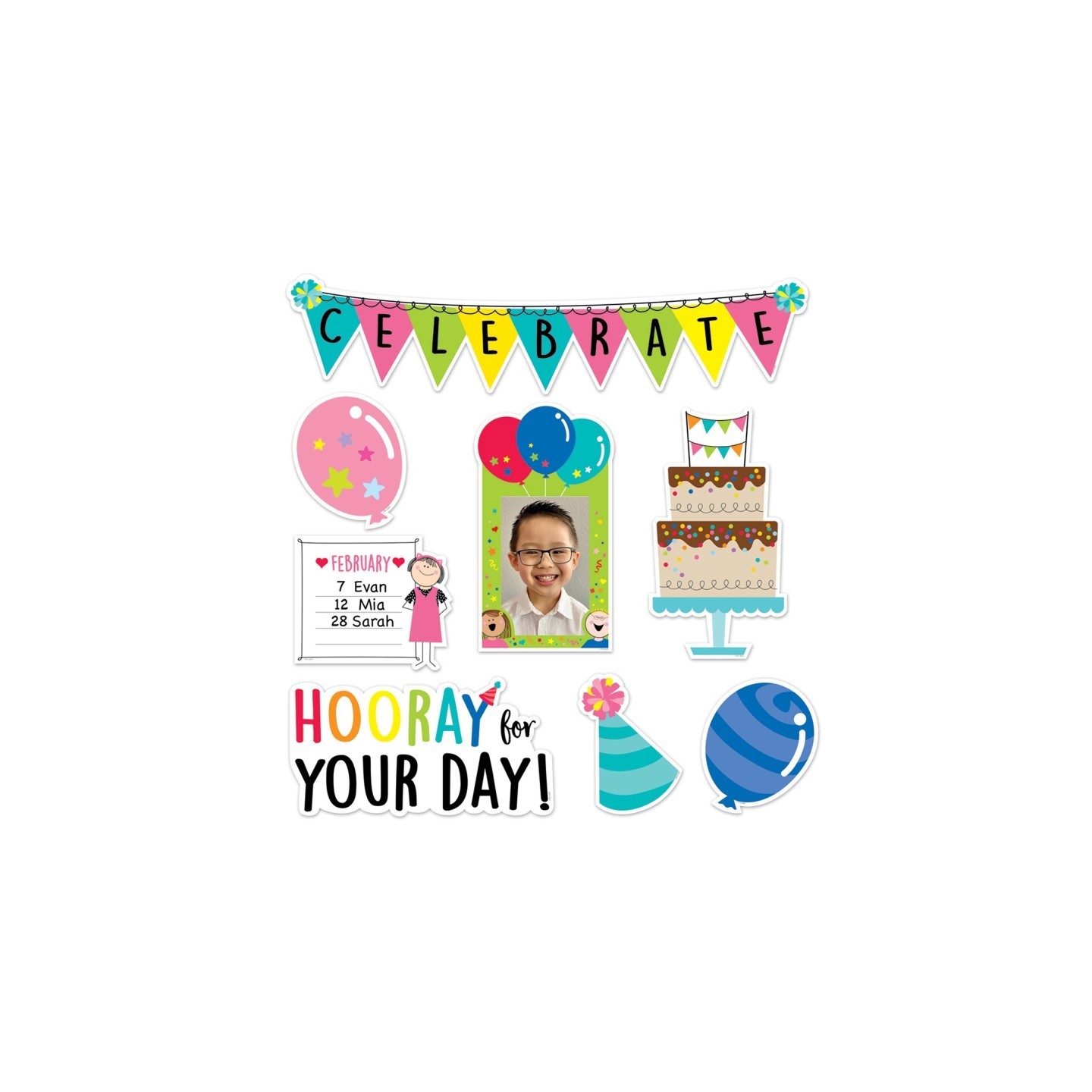 Creative Teaching Press® Stick Kids Happy Birthday Mini Bulletin Board Set