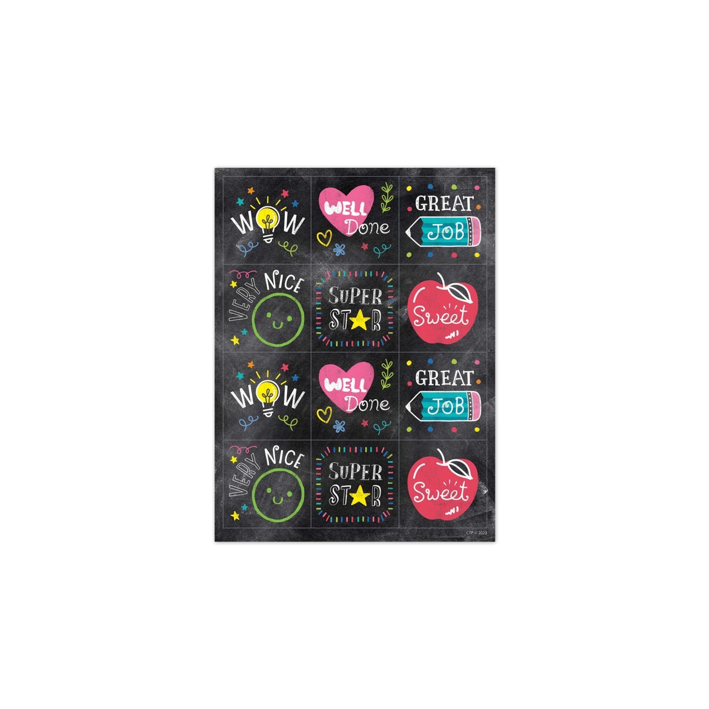 Creative Teaching Press® Chalk It Up! Colorful Chalk Reward Stickers, Pack of 60