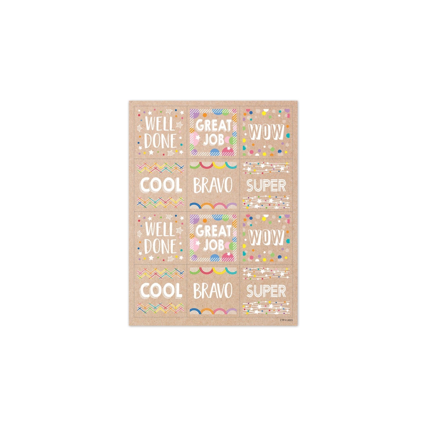 Creative Teaching Press® Krafty Pop Colorful Kraft Reward Stickers