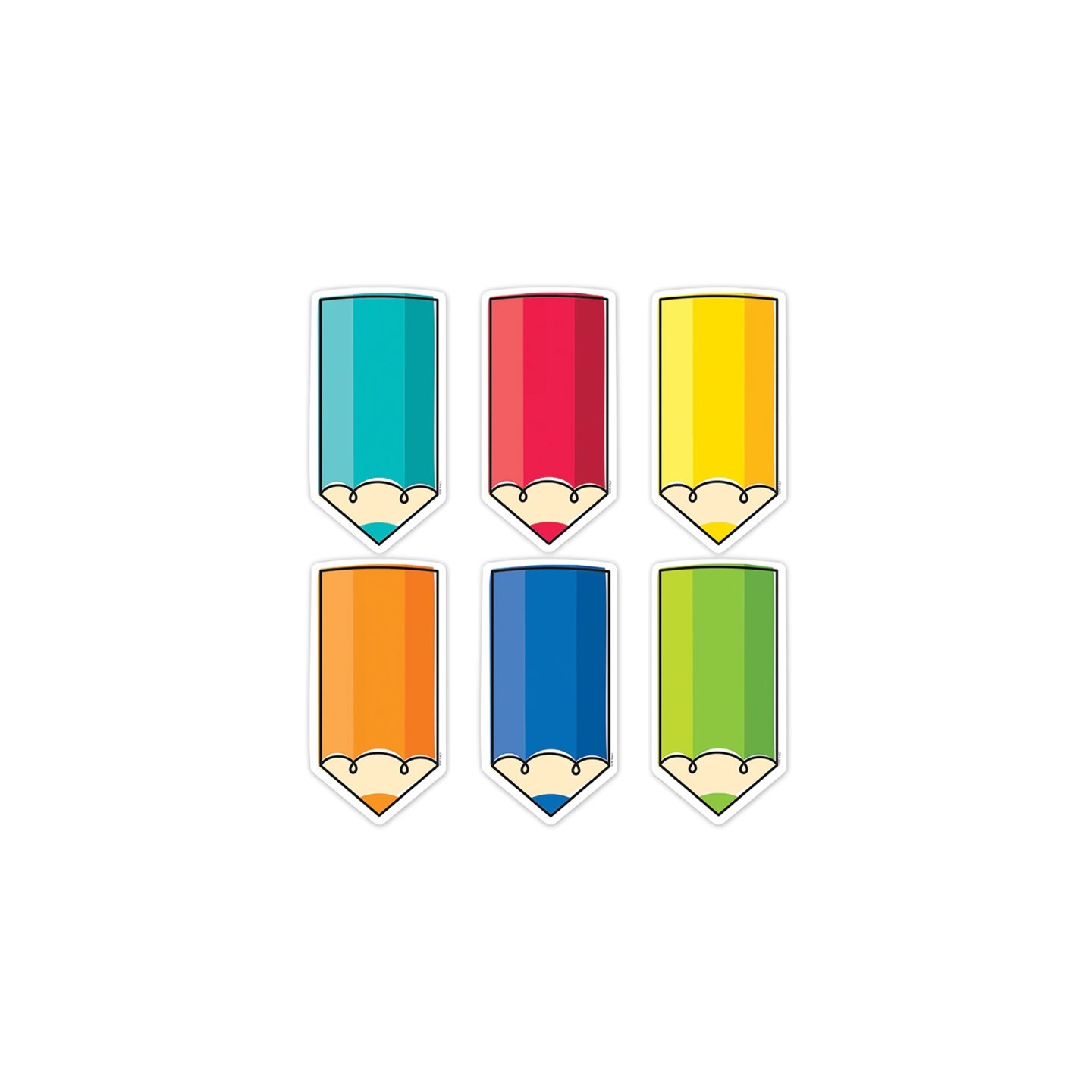 Creative Teaching Press® Core Decor Colorful Doodle Pencils 6 Inch Designer Cut-Outs, Pack of 72