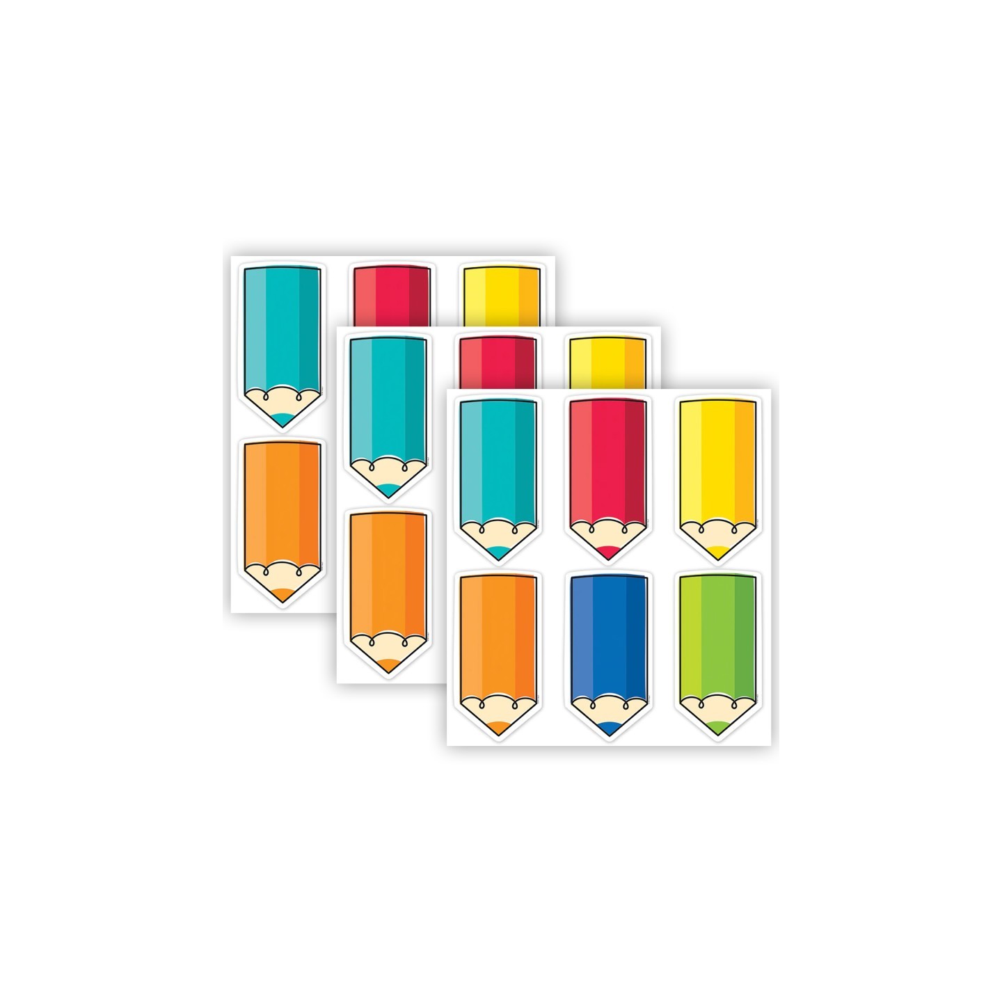 Creative Teaching Press® Core Decor Colorful Doodle Pencils 6 Inch Designer Cut-Outs, 72 Per Pack, 3 Packs