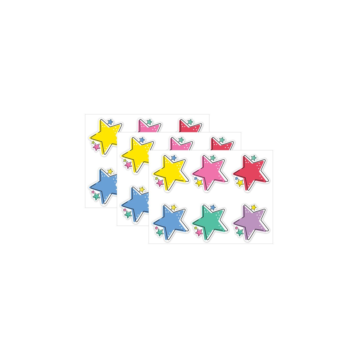 Creative Teaching Press® Star Bright Stars 6" Designer Cut-Outs, 36 Per Pack, 3 Packs