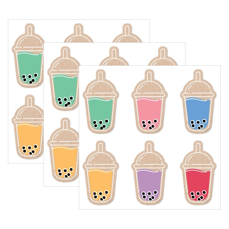 Creative Teaching Press® Krafty Pop! Boba Cups 6" Designer Cut-Outs, 36 Per Pack, 3 Packs