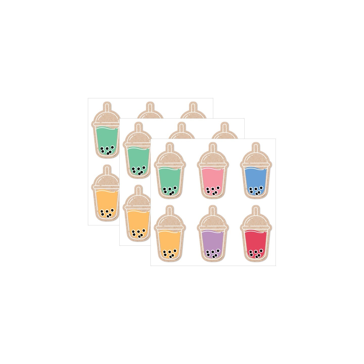 Creative Teaching Press® Krafty Pop! Boba Cups 6" Designer Cut-Outs, 36 Per Pack, 3 Packs