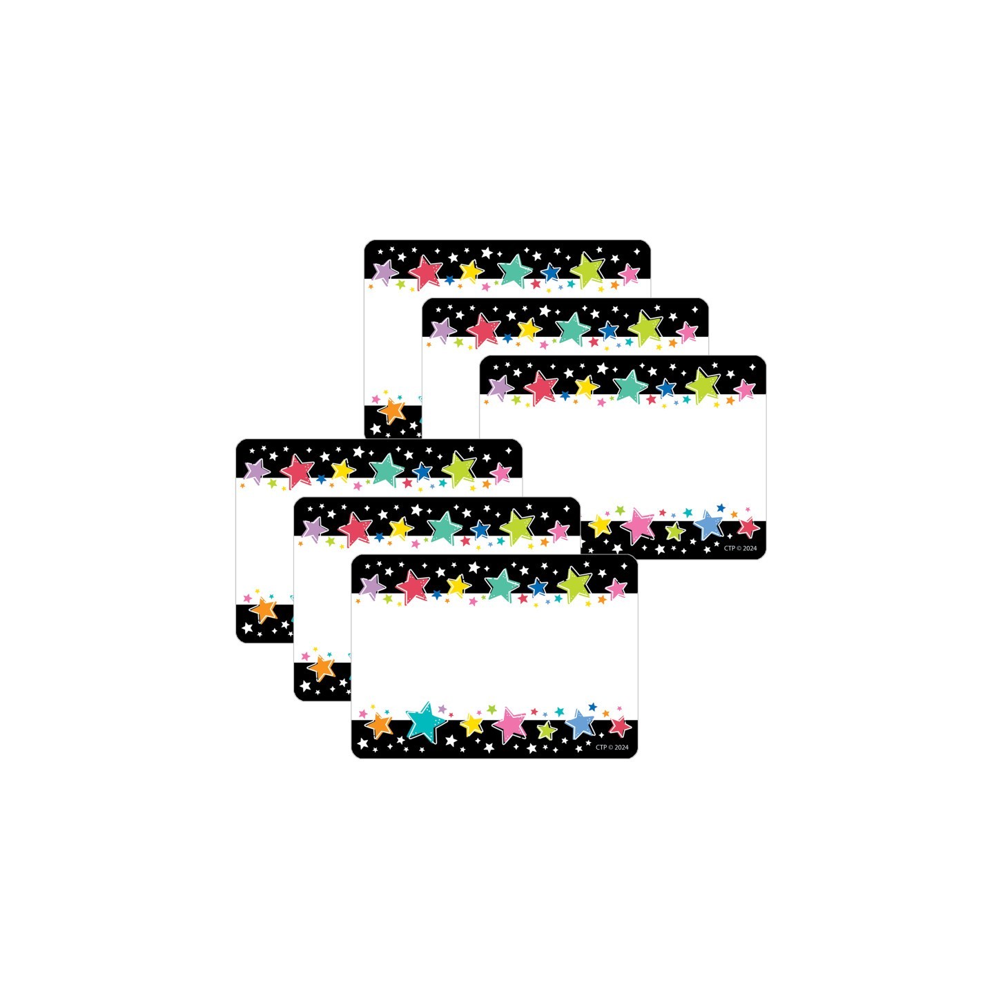 Creative Teaching Press® Star Bright Colorful Stars on Black Labels, 36 Per Pack, 6 Packs