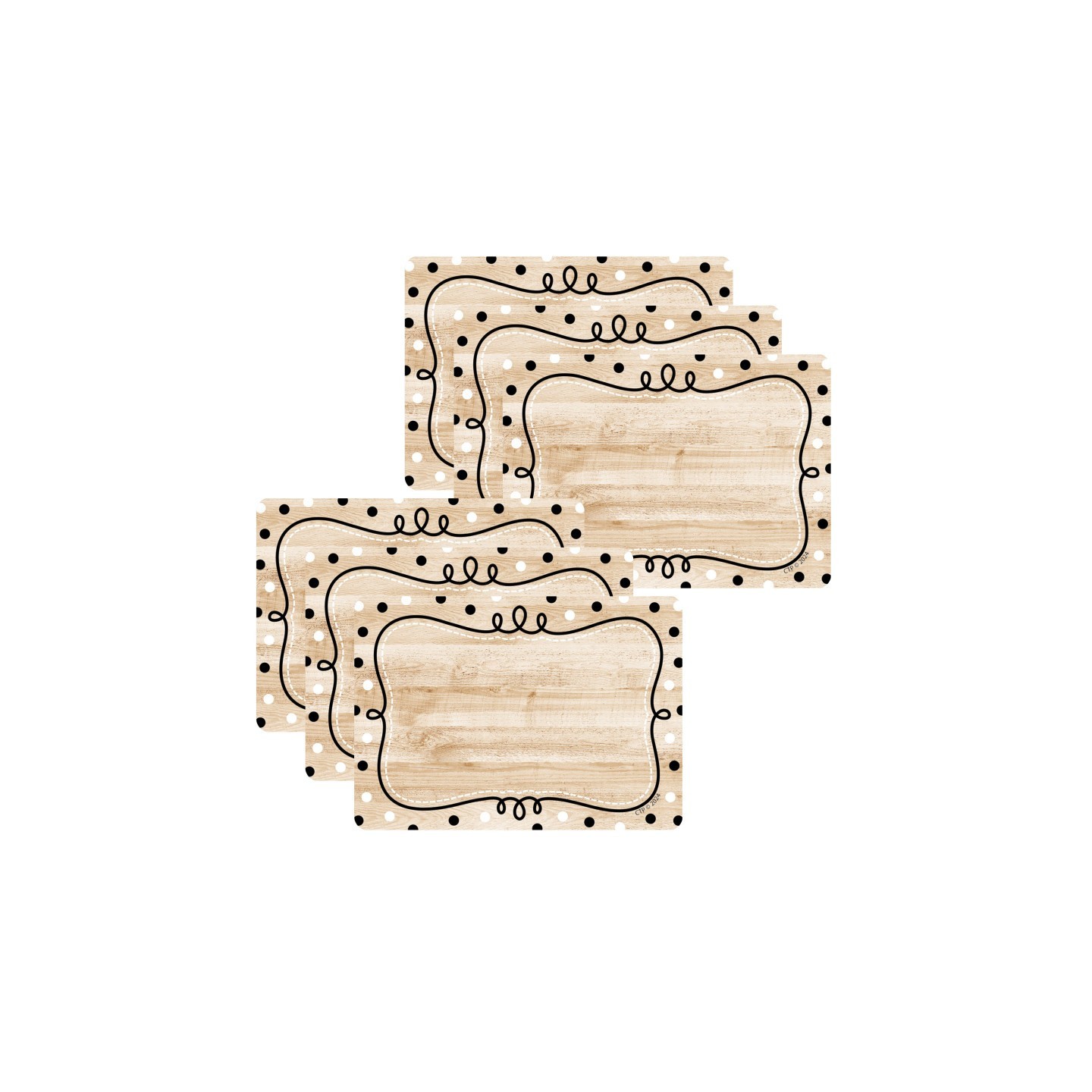 Creative Teaching Press® Core Decor Loop-de-Dots on Wood Labels, 36 Per Pack, 6 Packs