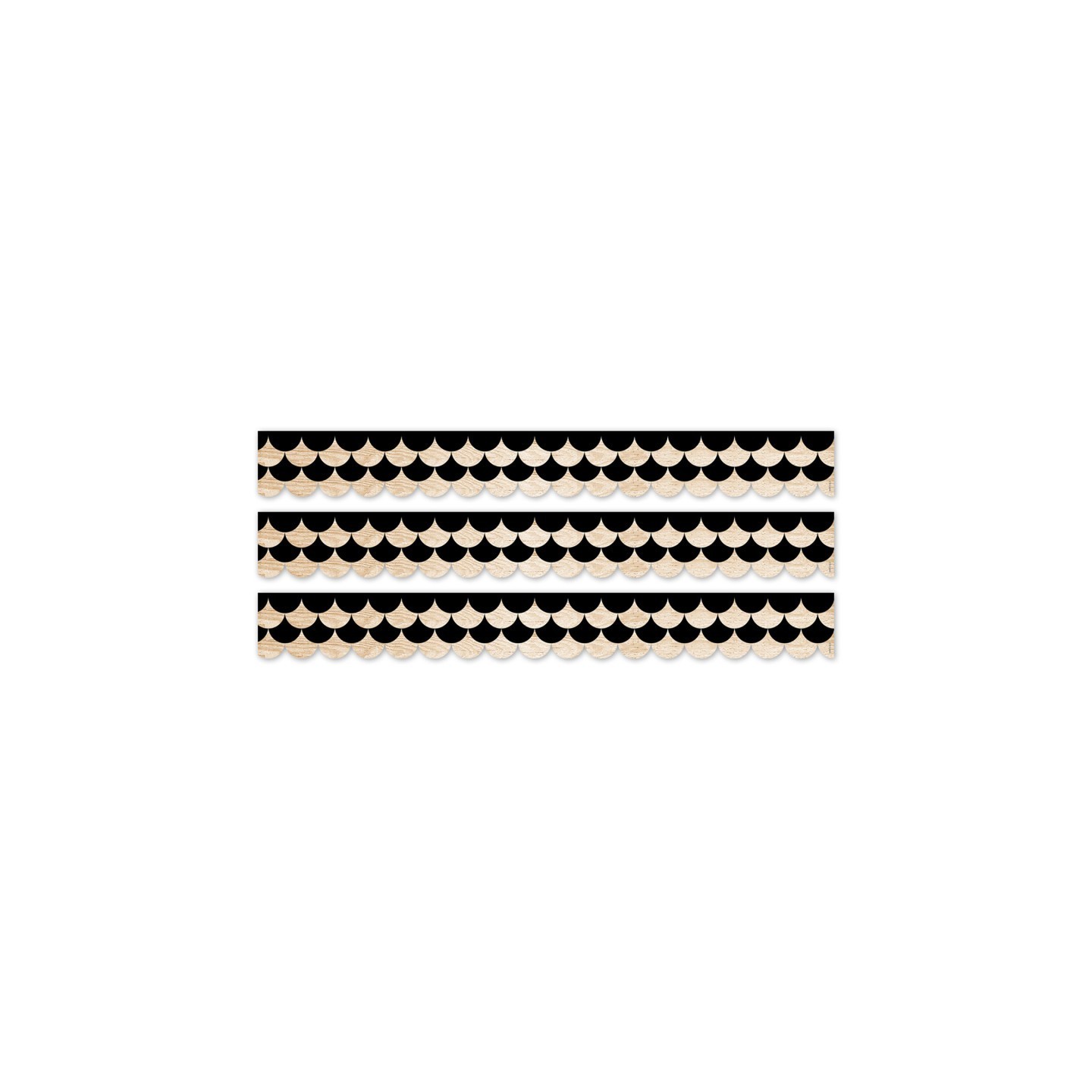 Creative Teaching Press® Core Decor Black and Wood Scallops EZ Border, 48 Feet Per Pack, 3 Packs