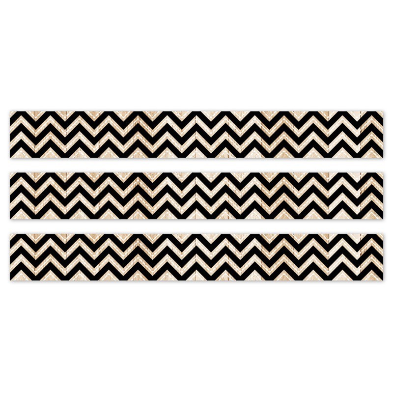 Creative Teaching Press® Core Decor Black and Wood Chevron EZ Border, 48 Feet Per Pack, 3 Packs