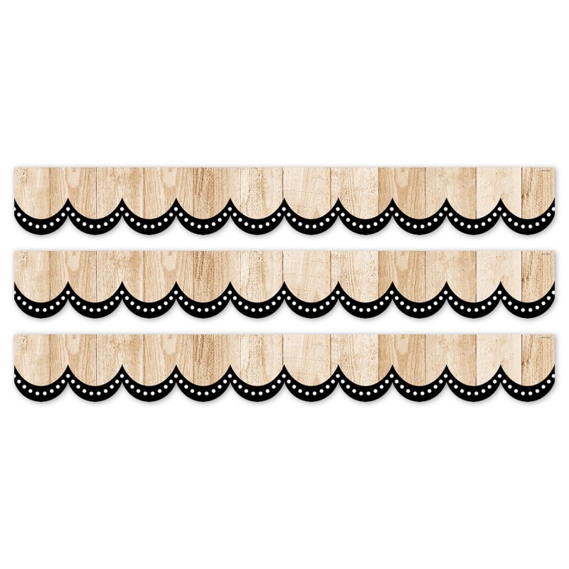 Creative Teaching Press® Core Decor Dotted Scallops on Wood EZ Border, 48 Feet Per Pack, 3 Packs