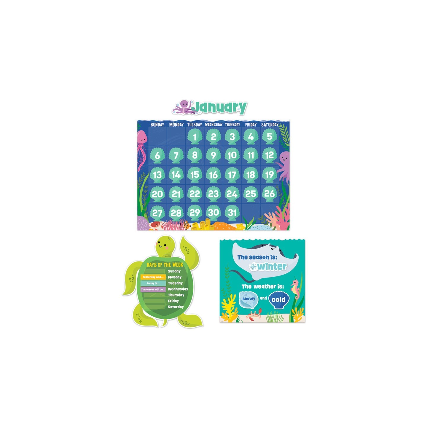 Creative Teaching Press® Sea Friends Calendar Set Bulletin Board Set, 67 Pieces