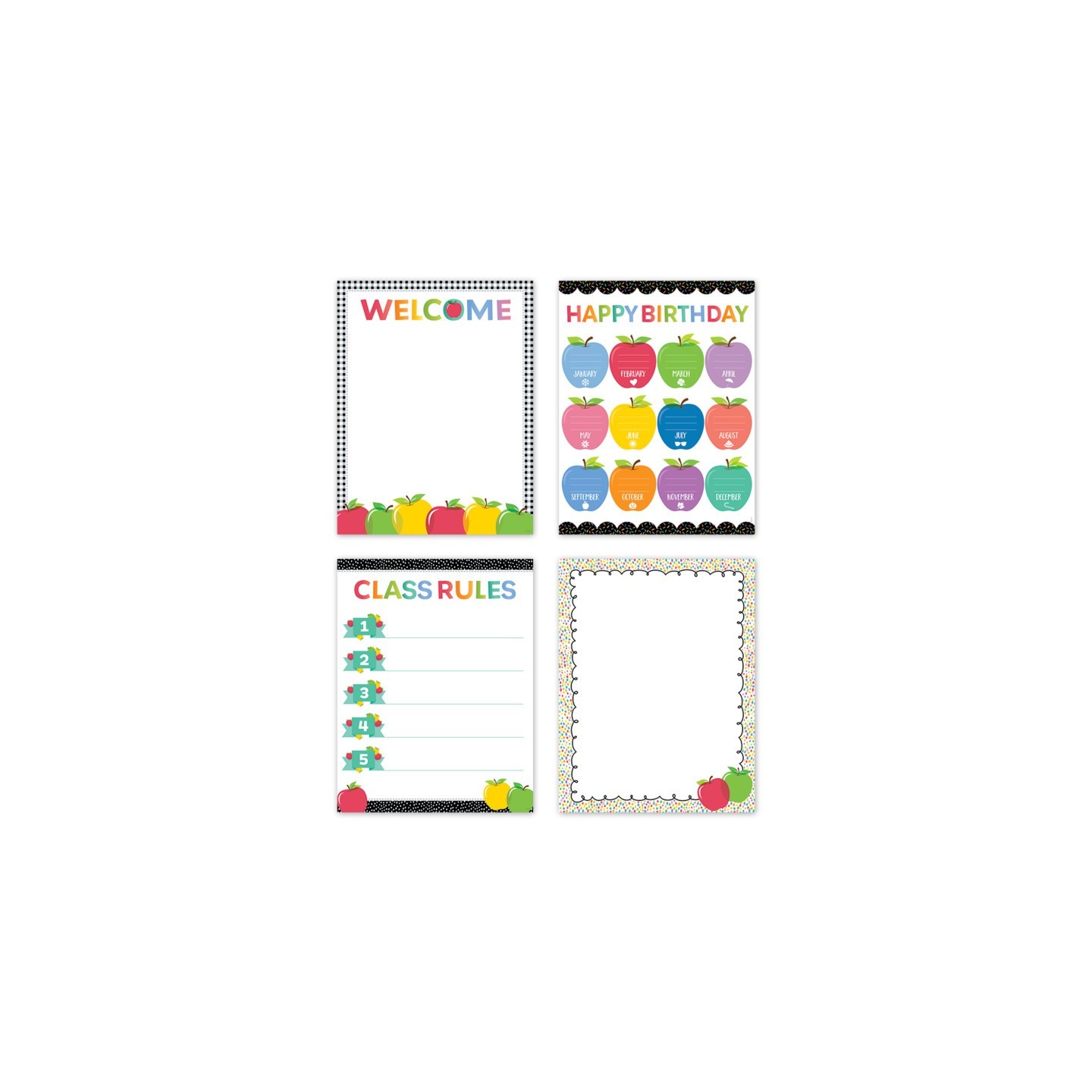 Creative Teaching Press® Apple Time Classroom Essentials 4-Chart Pack, 17" x 22"