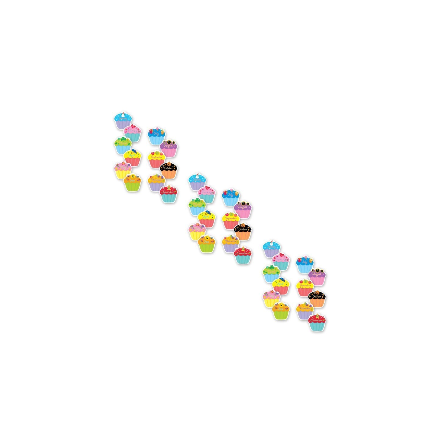 Creative Teaching Press® Month Cupcakes 6" Designer Cut-Outs, 36 Per Pack, 3 Packs
