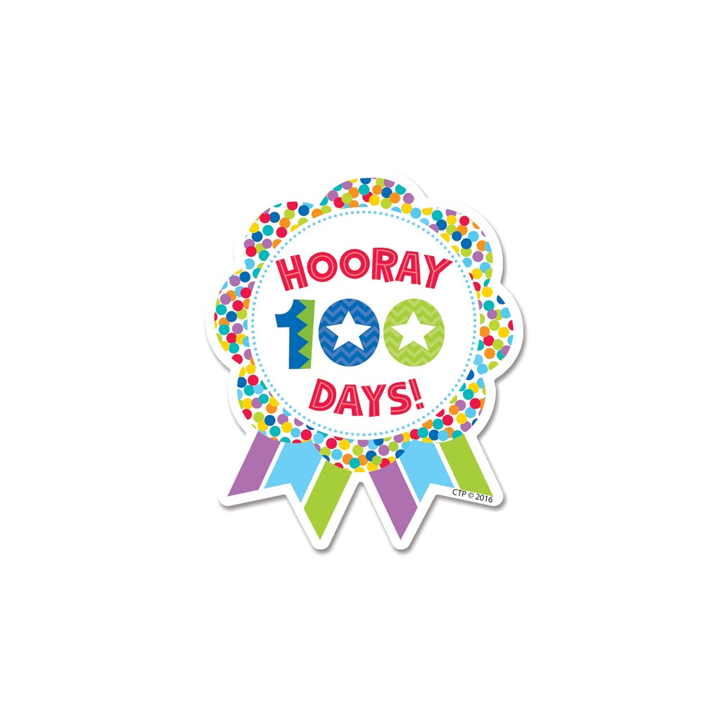 Creative Teaching Press® Hooray 100 Days! Ribbon Reward Self-Adhesive Badges, Pack of 36