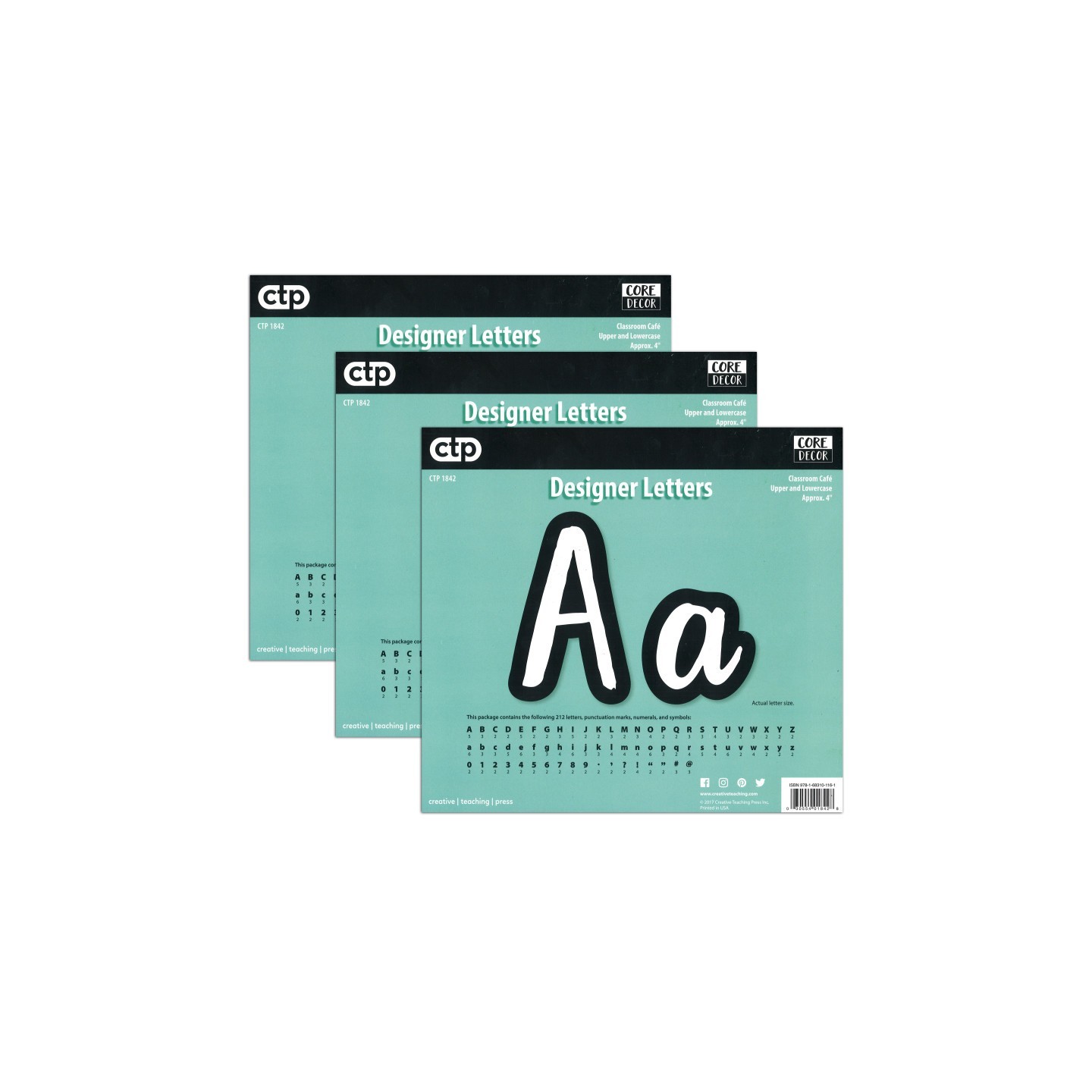 Creative Teaching Press® Bold & Bright Classroom Café 4" Designer Letters, 212 Per Pack, 3 Packs