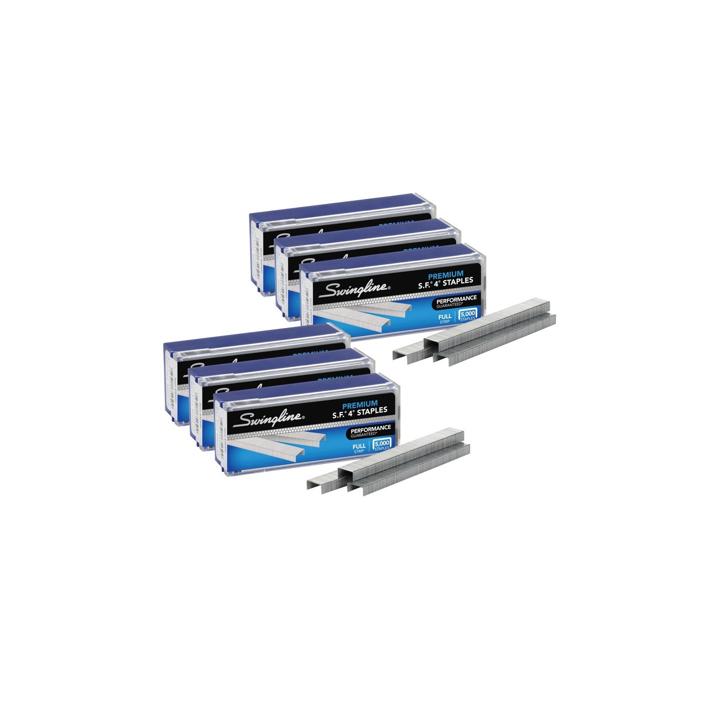 Swingline® S.F.® 4® Premium Staples, 1/4" Length, 210 Per Strip, 5000 Per Box, 6 Boxes
