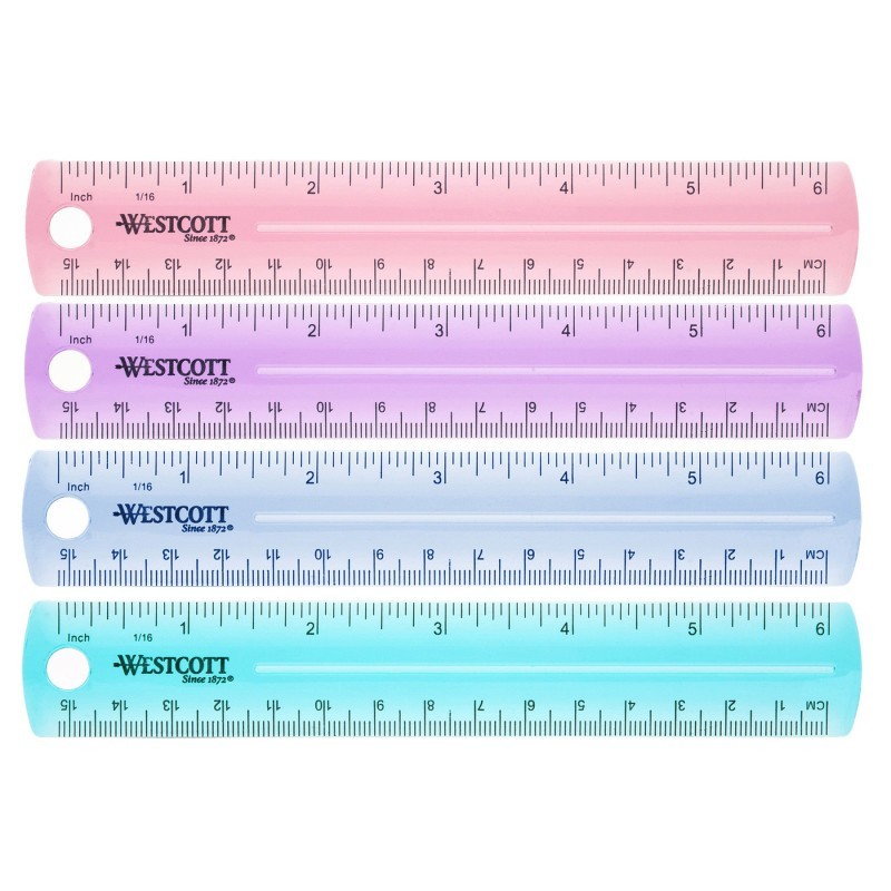 Westcott® 6" Plastic Ruler, Assorted Colors (No Color Choice)