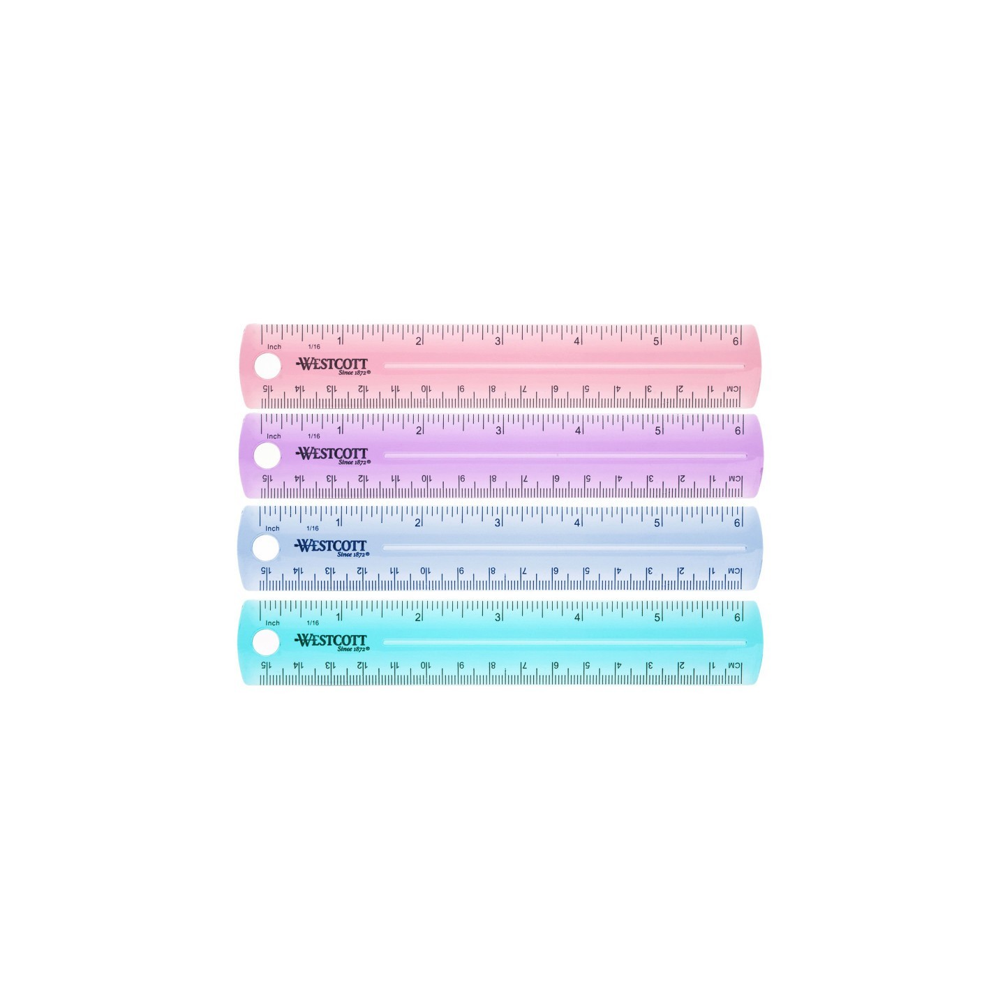 Westcott® 6" Plastic Ruler, Assorted Colors (No Color Choice)