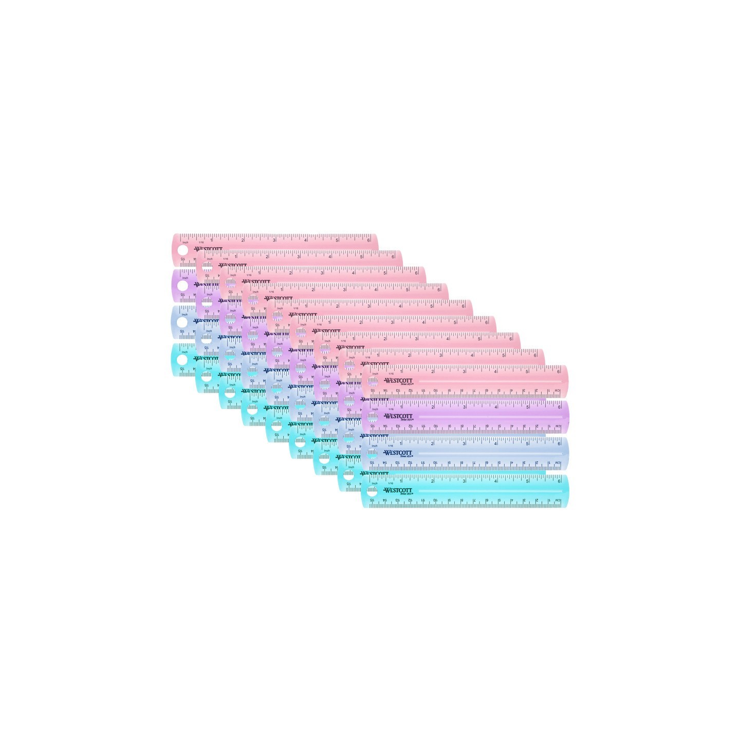 Westcott® 6" Plastic Ruler, Assorted Colors, Pack of 36
