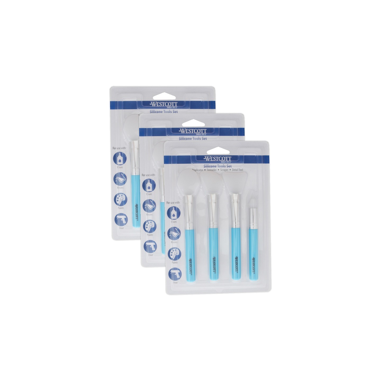 Westcott® Silicone Tools Set, 4 Per Set, 3 Sets