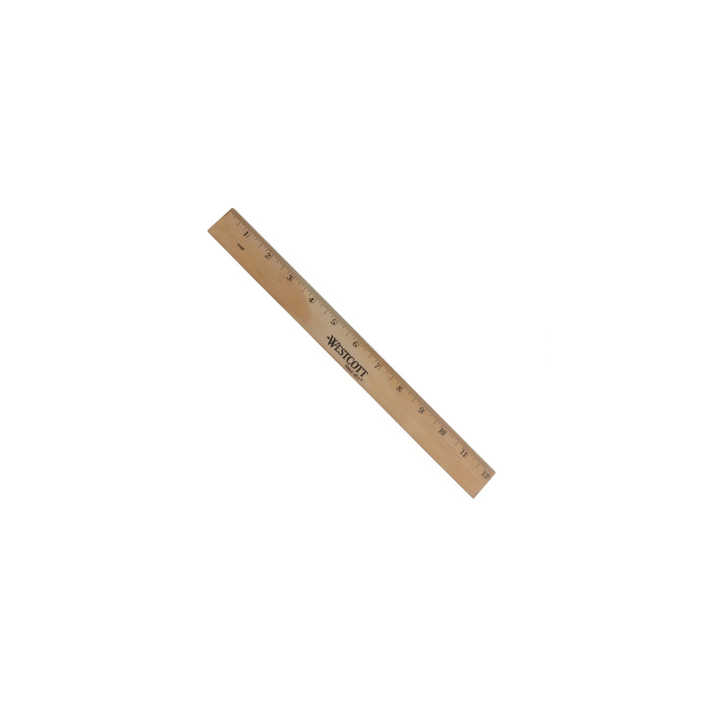 Westcott® Wood Ruler, Metric and 1/16 in Scale With Single Metal Edge, 12 in Long