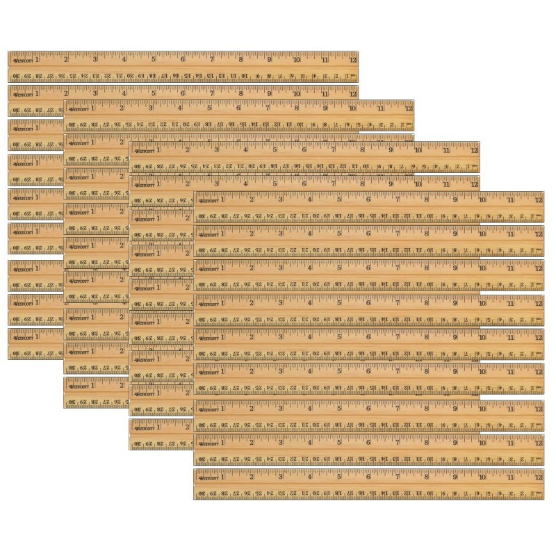 Westcott® School Wood Ruler, 12", Pack of 36