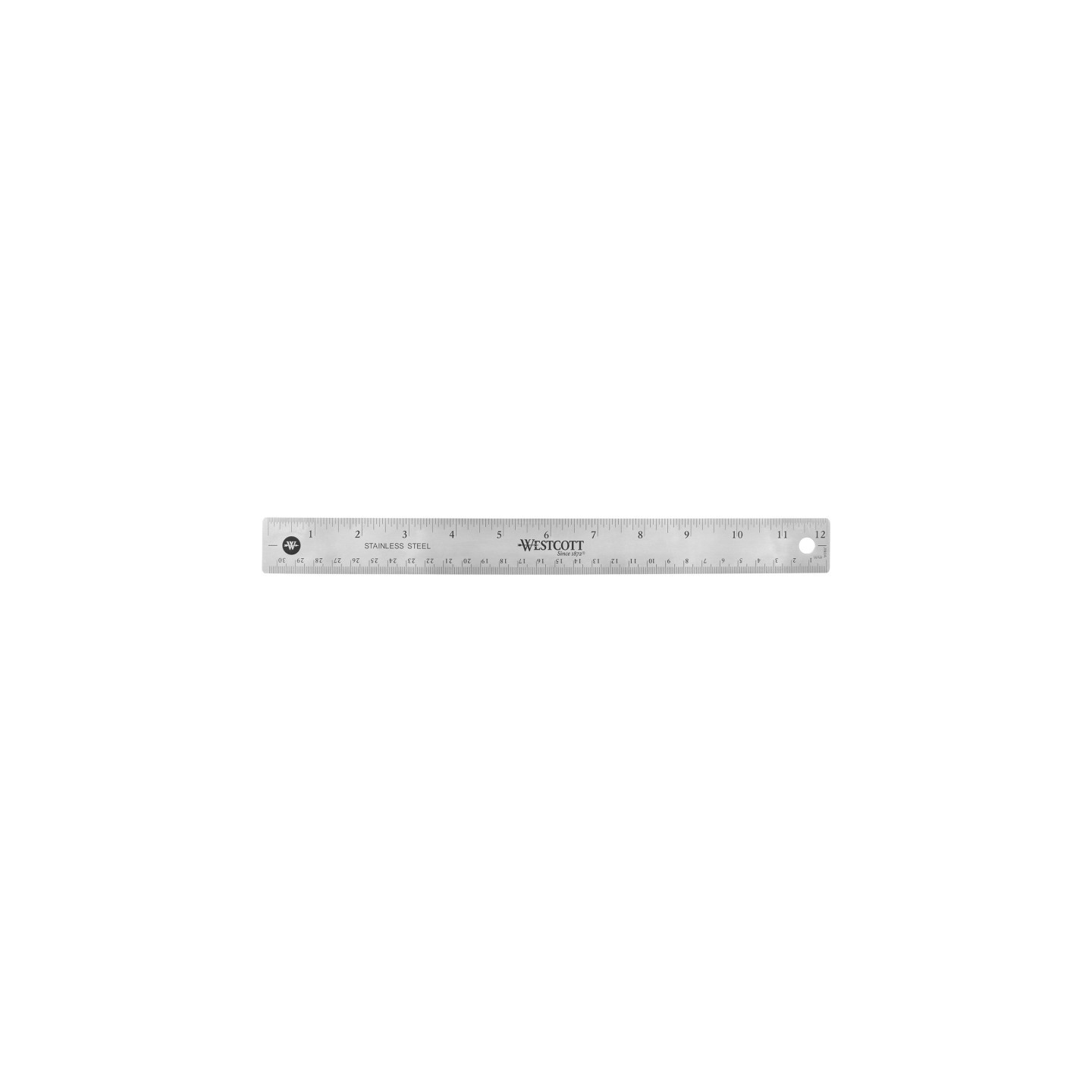 Westcott® 12" Stainless Steel Office Ruler With Non Slip Cork Base