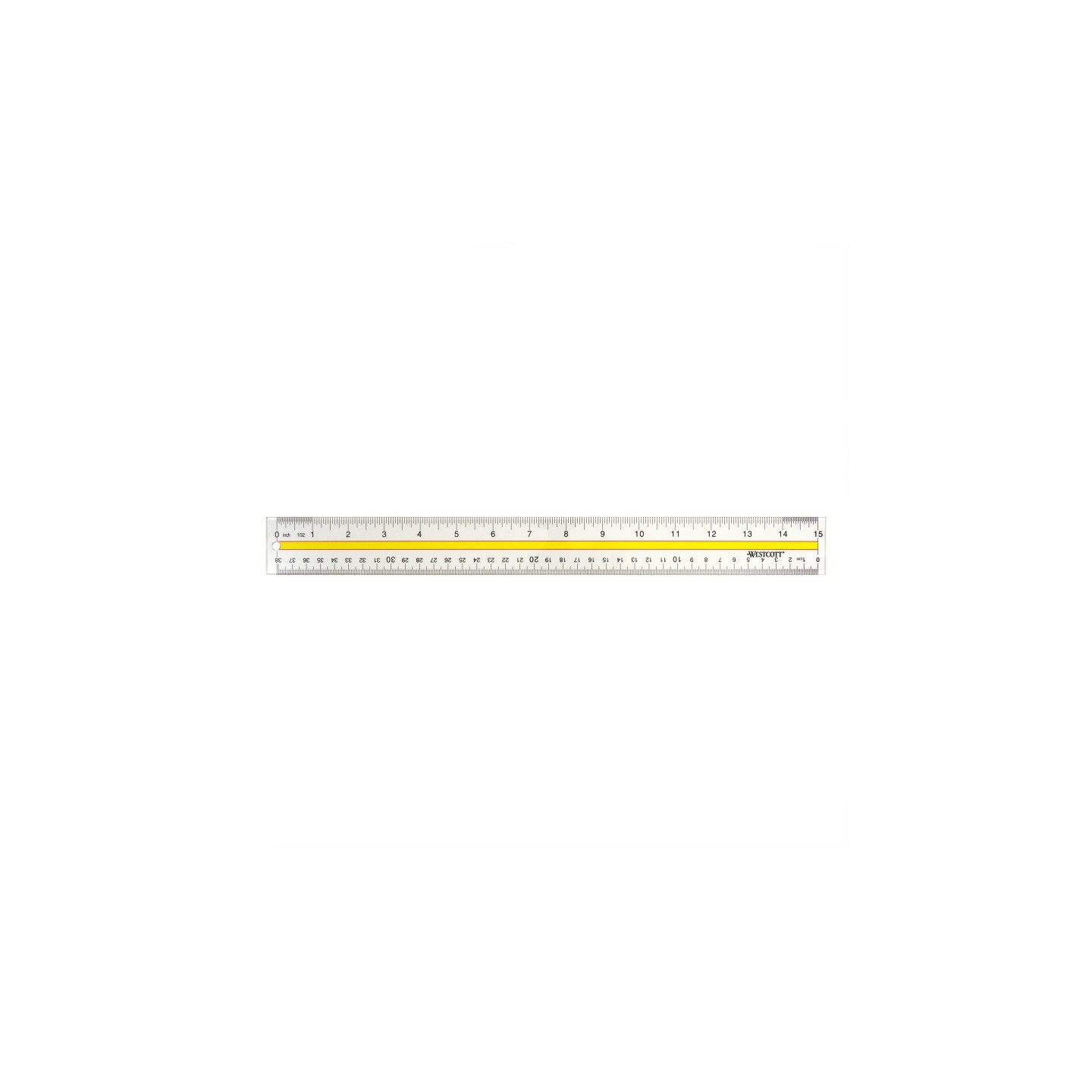 Westcott® Acrylic Data Highlight Reading Ruler With Tinted Guide, 15 in Long, Clear/Yellow