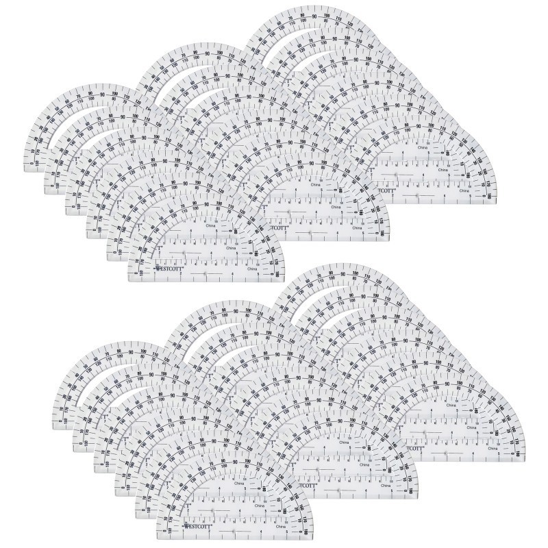 Westcott® Protractor 6", 180 degree, Clear, Pack of 36
