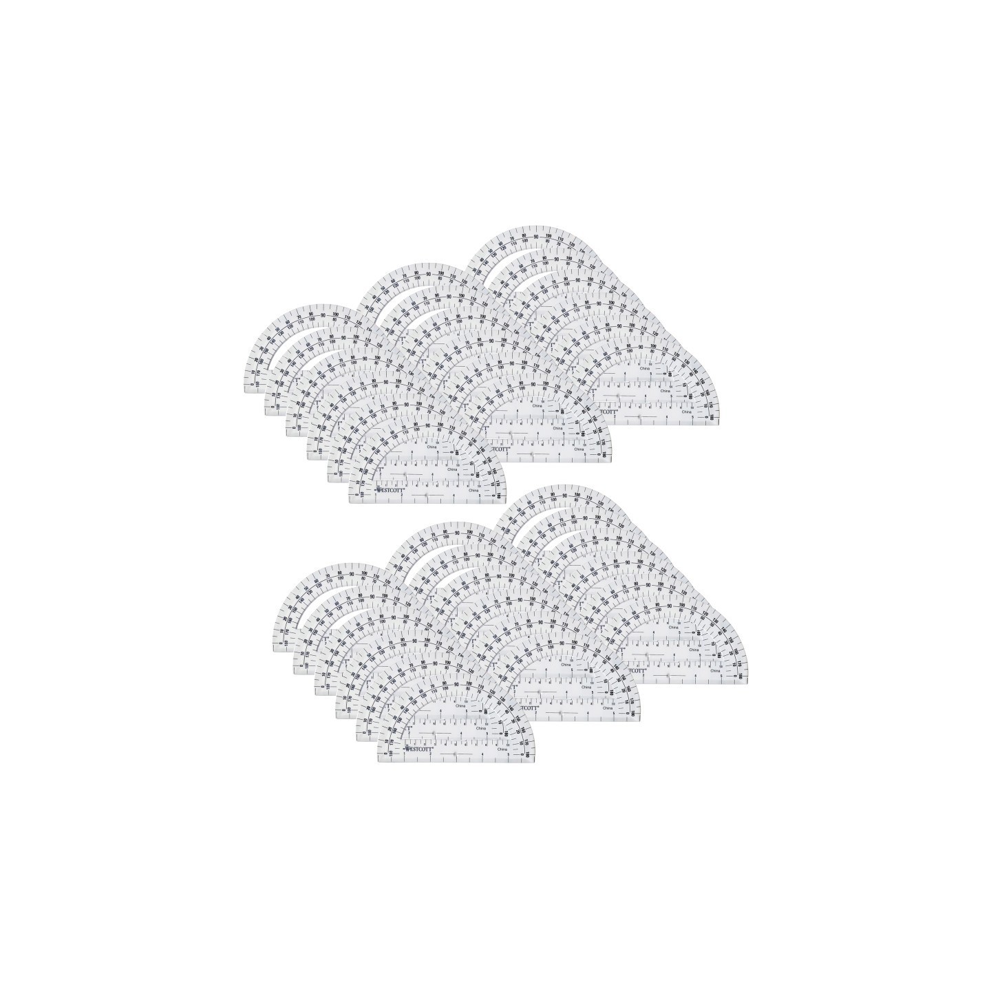 Westcott® Protractor 6", 180 degree, Clear, Pack of 36