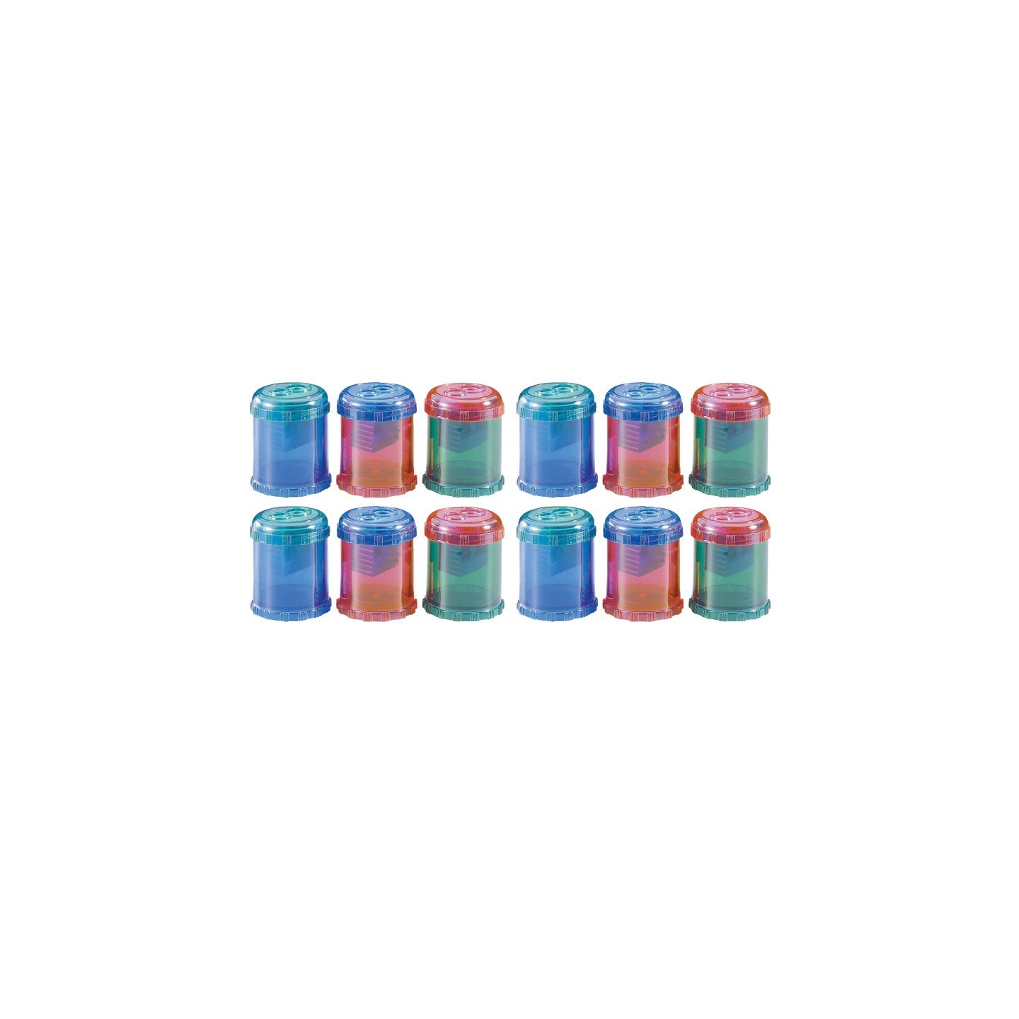 Westcott® Plastic Manual Pencil and Crayon Sharpener, 2-Hole, Assorted Colors (No Color Choice), Pack of 12
