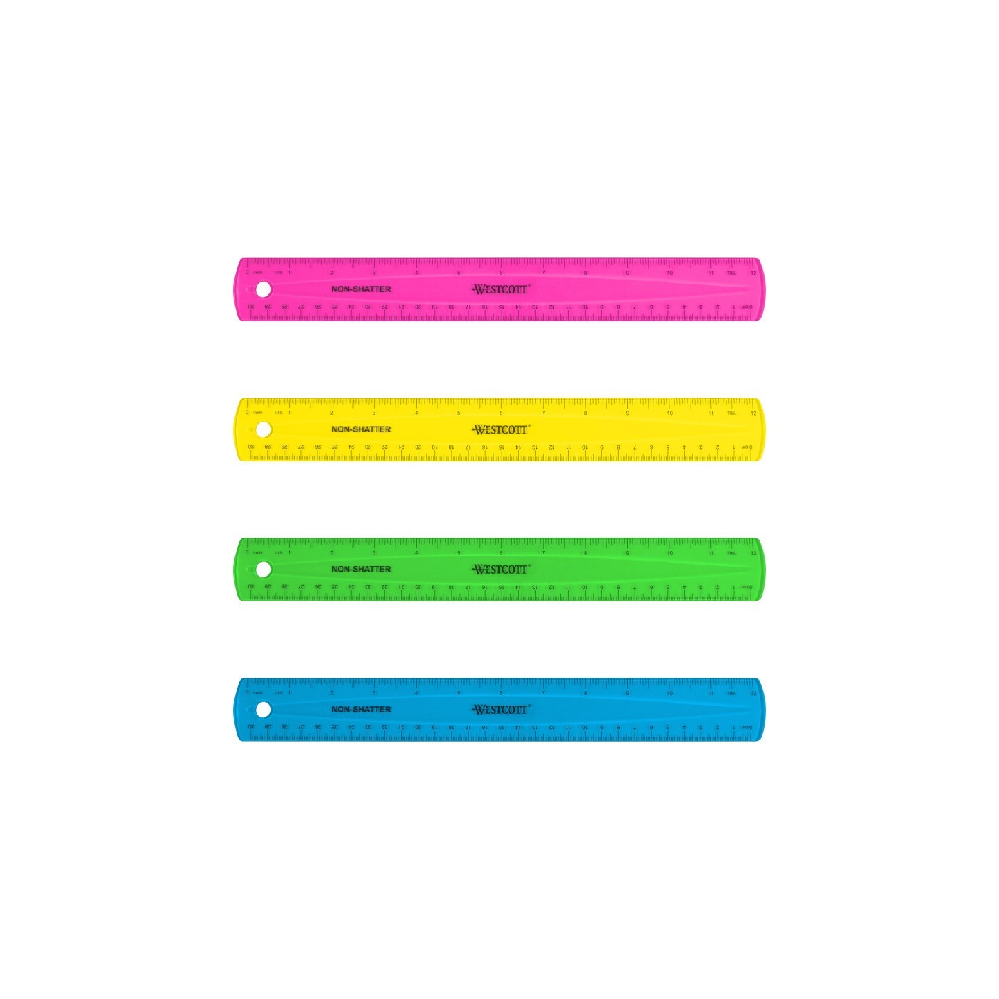 Westcott® 12" Shatterproof Ruler with Anti-Microbial, Assorted Translucent Colors (No Color Choice)