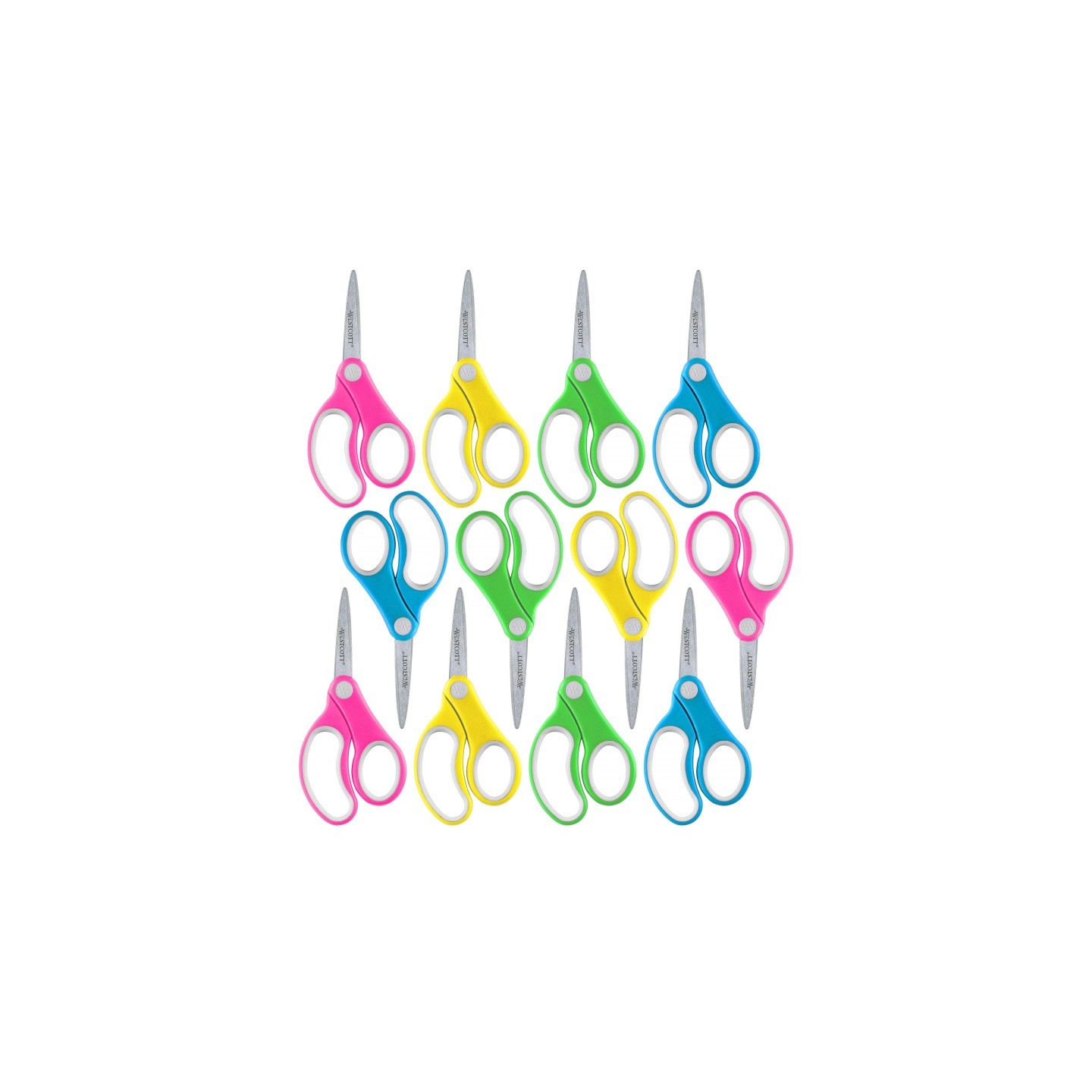 Westcott® Soft Handle 5" Kids Scissors, Pointed, Assorted Colors, Pack of 12