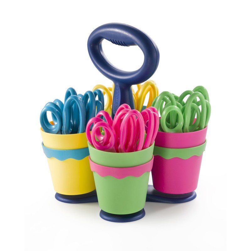 Westcott® School Scissor Caddy, Blunt 5" Kids Scissors, Anti-Microbial Protection, 24 Scissors
