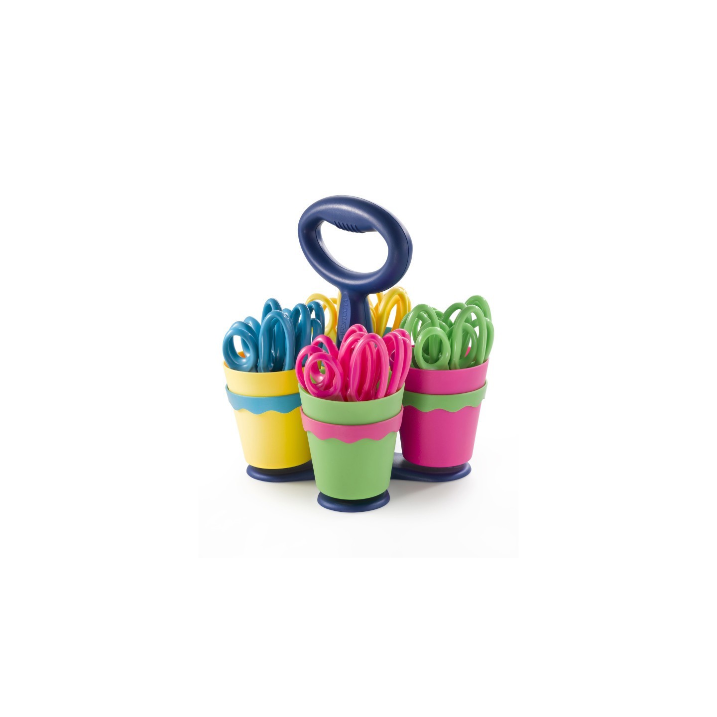 Westcott® School Scissor Caddy, Blunt 5" Kids Scissors, Anti-Microbial Protection, 24 Scissors