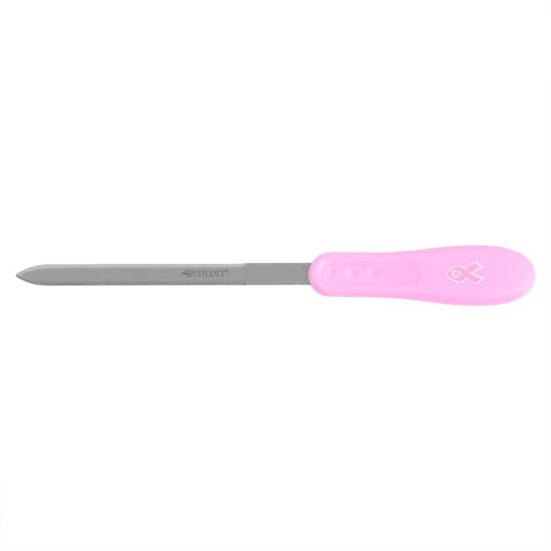 Westcott® Pink Ribbon Stainless Steel Letter Opener, Breast Cancer Awareness, 9 in, Pink
