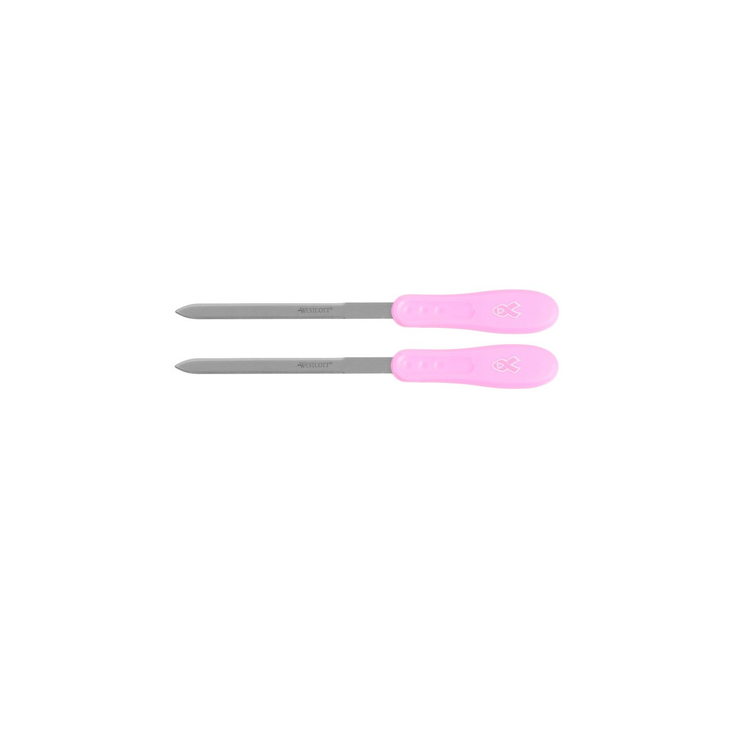 Westcott® Pink Ribbon Stainless Steel Letter Opener, Breast Cancer Awareness, 9 in, Pink, Set of 2
