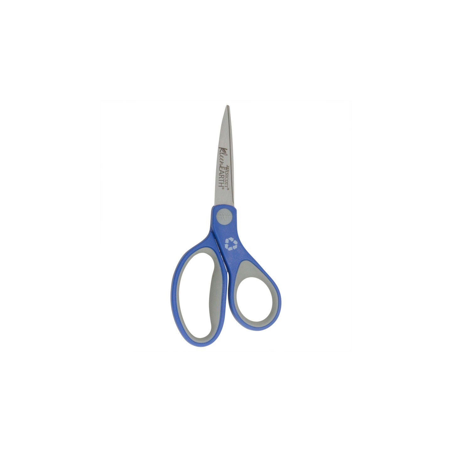 Westcott® Kleenearth Soft Handle Scissors, 7 in Long, 2.25 in Cut Length, Straight Blue/Gray Handle
