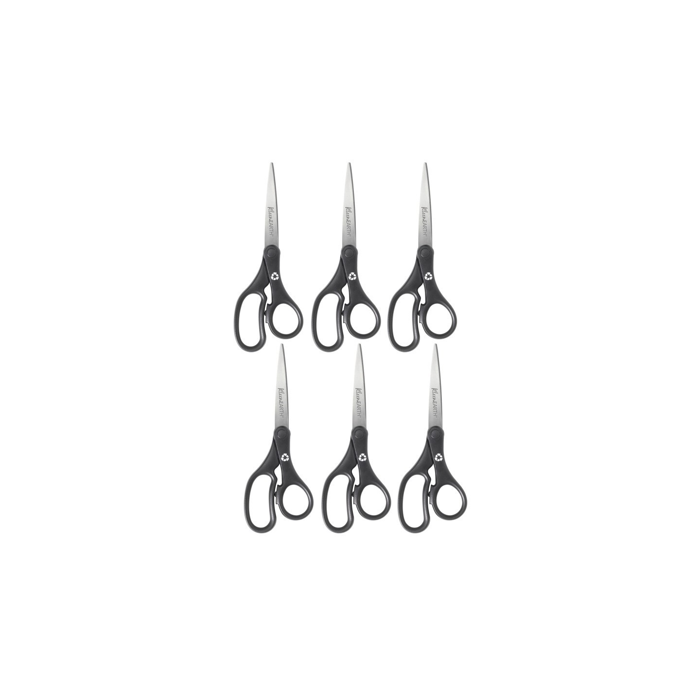 Westcott® KleenEarth® Basic 8" Scissors, Straight, Black, Pack of 6