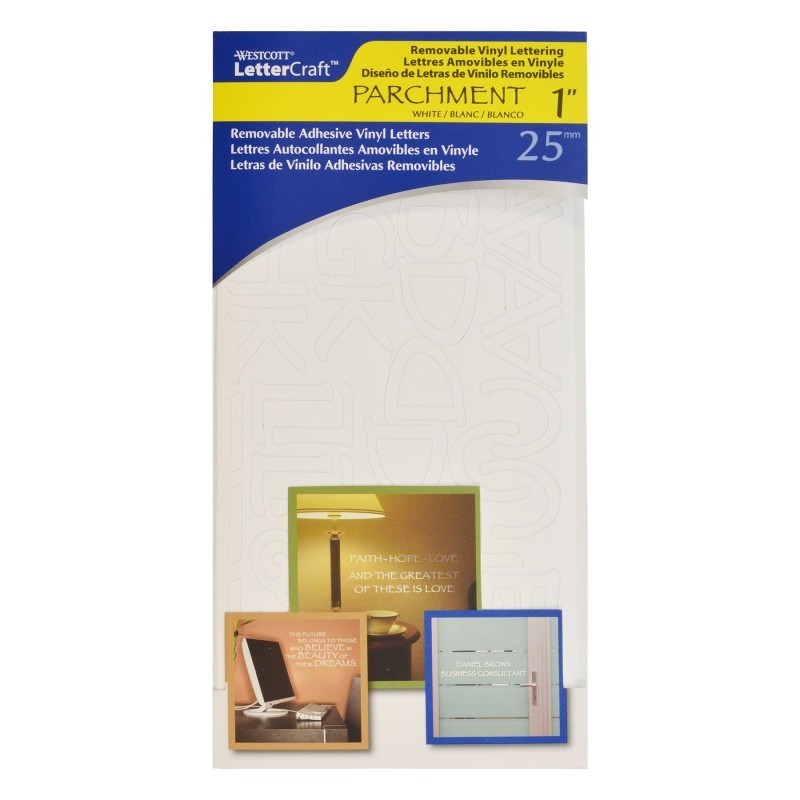 Westcott® LetterCraft Removable Vinyl Lettering, 1-Inch, Parchment, White
