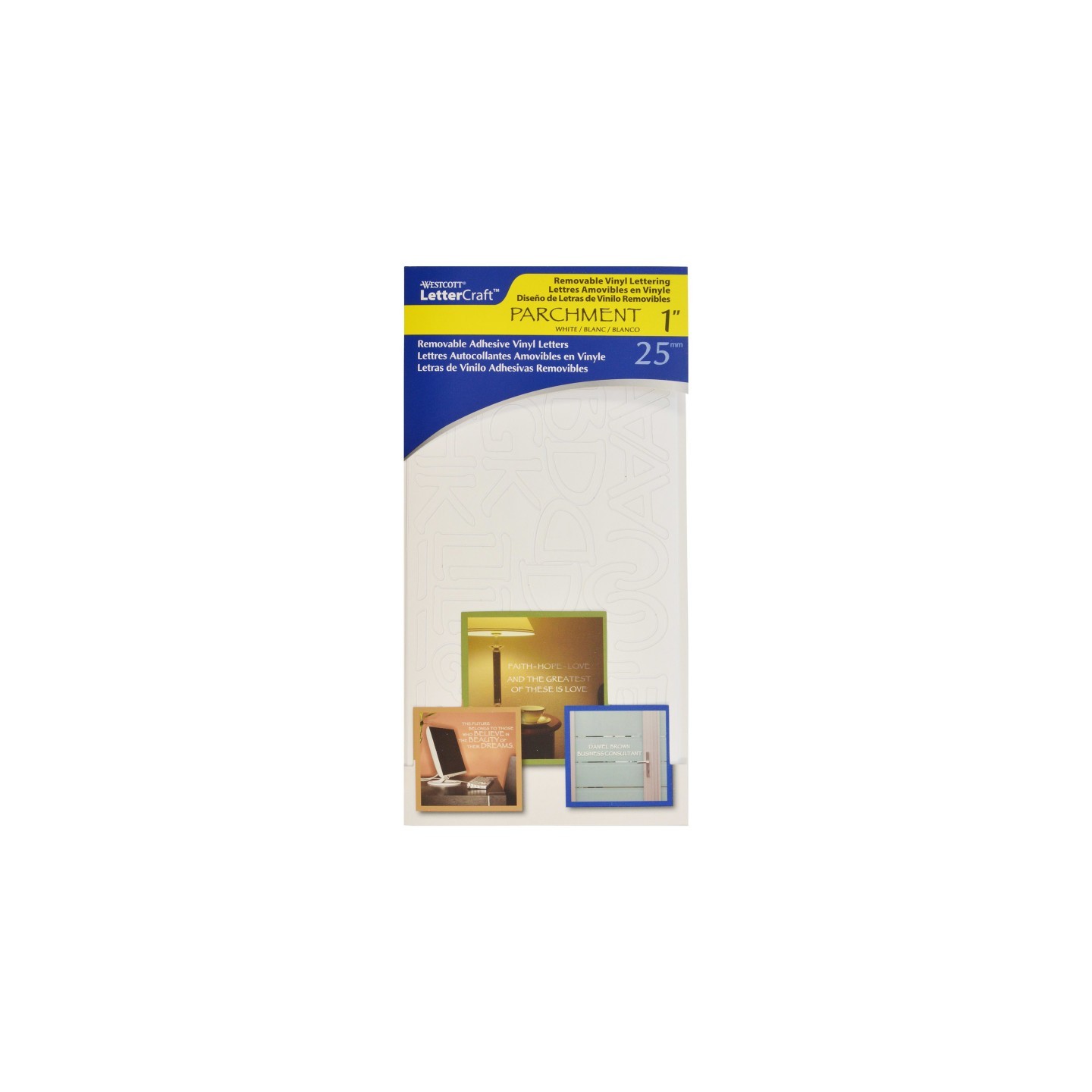 Westcott® LetterCraft Removable Vinyl Lettering, 1-Inch, Parchment, White