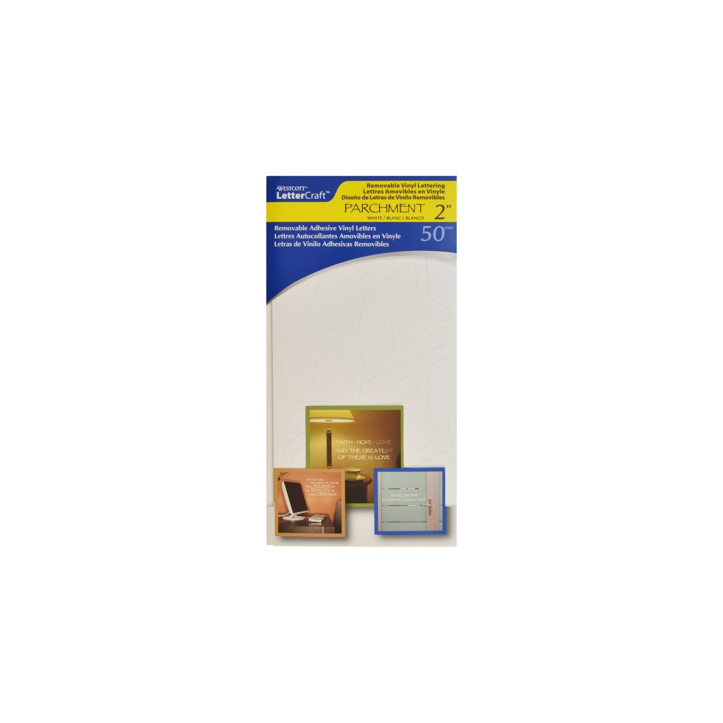 Westcott® LetterCraft Removable Vinyl Lettering, 2-Inch, Parchment, White